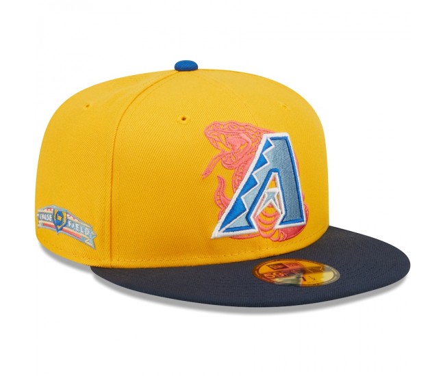 Men's Arizona Diamondbacks New Era Gold/Navy Chase Field Azure Undervisor 59FIFTY Fitted Hat