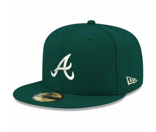 Atlanta Braves Men's New Era Logo White 59FIFTY Fitted Hat - Green