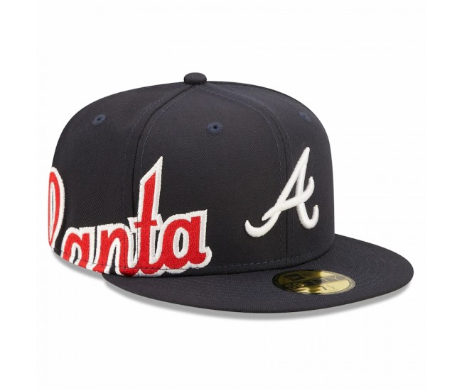 Atlanta Braves Men's New Era Navy Sidesplit 59FIFTY Fitted Hat