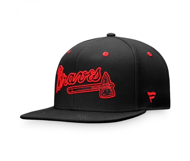 Men's Atlanta Braves Fanatics Branded Black Iconic Wordmark Fitted Hat