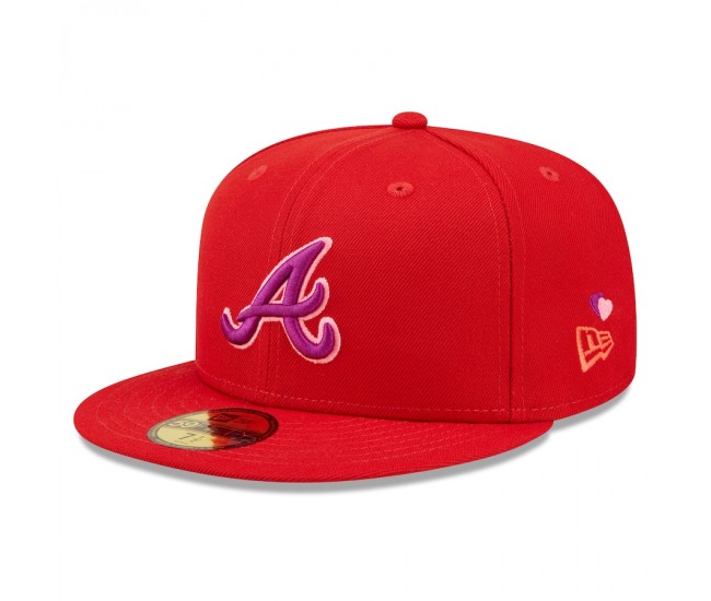 Atlanta Braves Men's New Era Red Purple Undervisor 59FIFTY Fitted Hat