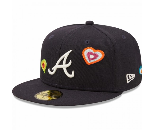 Atlanta Braves Men's New Era Navy Chain Stitch Heart 59FIFTY Fitted Hat