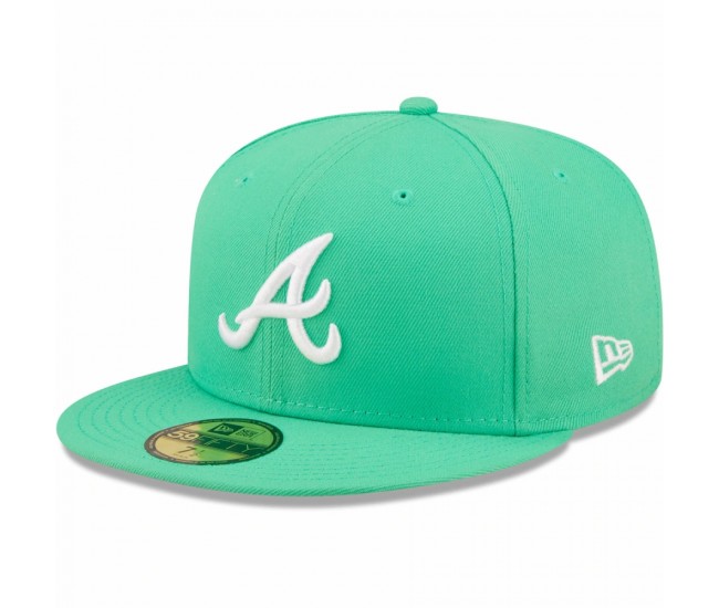 Atlanta Braves Men's New Era Island Green Logo White 59FIFTY Fitted Hat