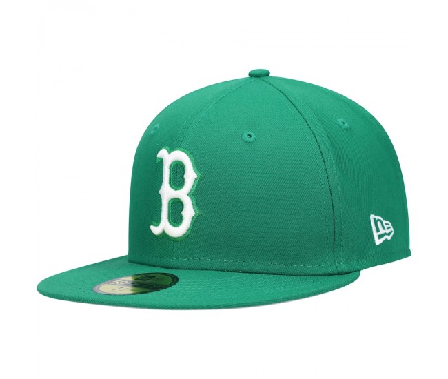 Boston Red Sox Men's New Era Green Logo White 59FIFTY Fitted Hat