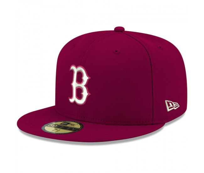 Boston Red Sox Men's New Era Cardinal Logo White 59FIFTY Fitted Hat