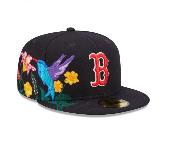 Boston Red Sox Men's New Era Navy Blooming 59FIFTY Fitted Hat