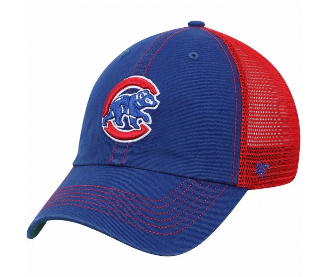 Chicago Cubs Men's '47 Royal/Red Trawler Clean Up Trucker Hat