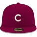 Chicago Cubs Men's New Era Cardinal White Logo 59FIFTY Fitted Hat