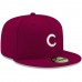 Chicago Cubs Men's New Era Cardinal White Logo 59FIFTY Fitted Hat