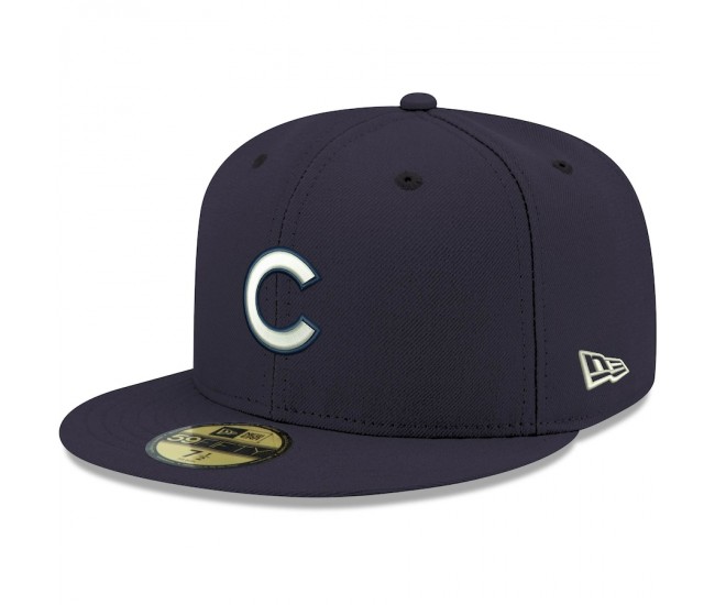 Chicago Cubs Men's New Era Navy Logo White 59FIFTY Fitted Hat