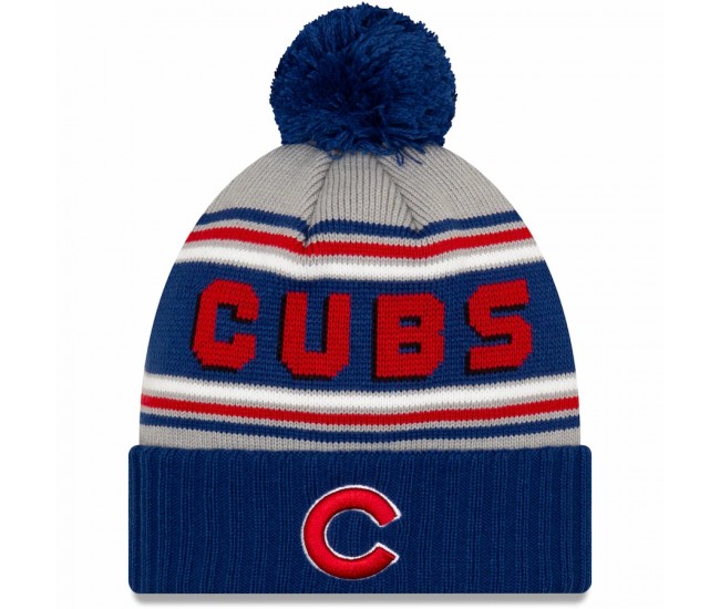 Chicago Cubs Men's New Era Royal Cheer Cuffed Knit Hat with Pom