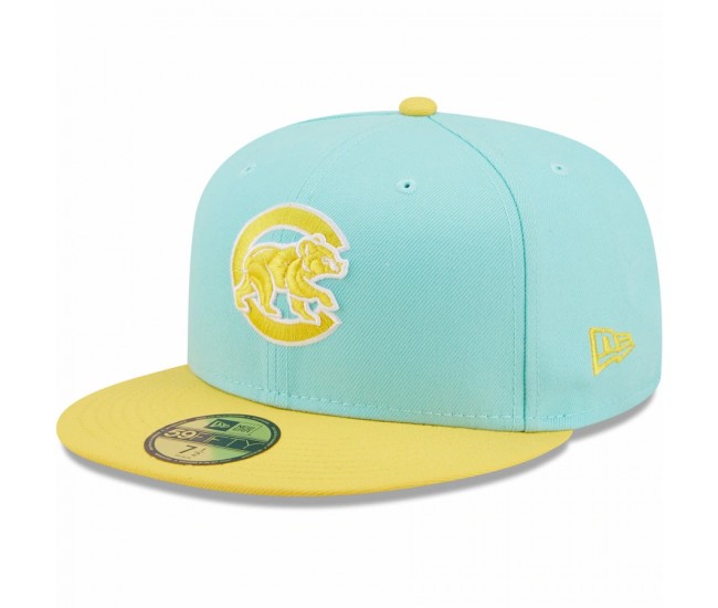 Chicago Cubs Men's New Era Turquoise/Yellow Spring Color Pack Two-Tone 59FIFTY Fitted Hat