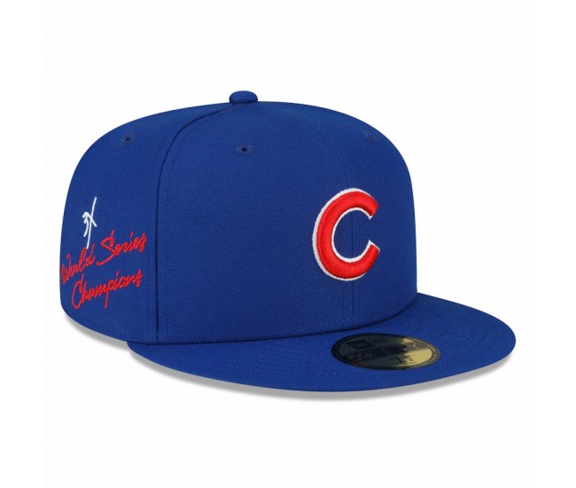 Chicago Cubs Men's New Era Royal 3-Time World Series Champions Undervisor 59FIFTY Fitted Hat