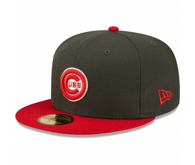 Chicago Cubs Men's New Era Charcoal/Red Two-Tone Color Pack 59FIFTY Fitted Hat