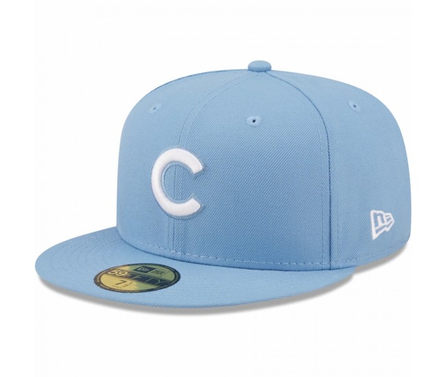 Chicago Cubs Men's New Era Sky Blue Logo White 59FIFTY Fitted Hat