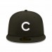 Chicago Cubs Men's New Era Black Team Logo 59FIFTY Fitted Hat