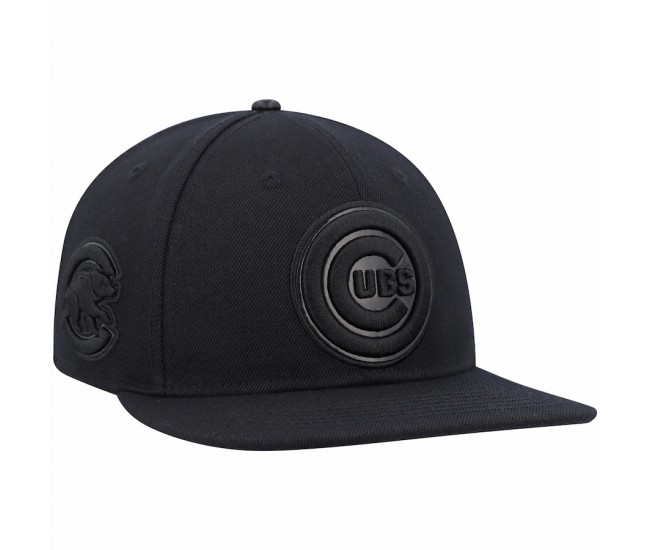 Chicago Cubs Men's Pro Standard Black Triple Black Wool Snapback Hat