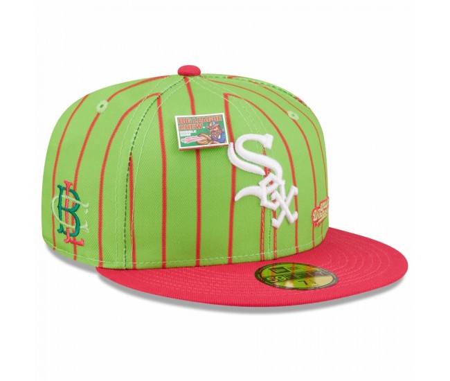 Chicago White Sox Men's New Era Pink/Green MLB x Big League Chew Wild Pitch Watermelon Flavor Pack 59FIFTY Fitted Hat