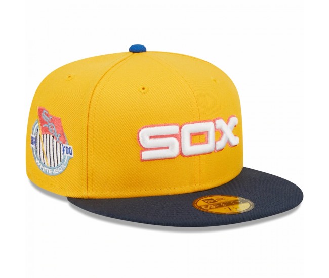 Chicago White Sox Men's New Era Gold/Azure American League Inaugural Team Undervisor 59FIFTY Fitted Hat