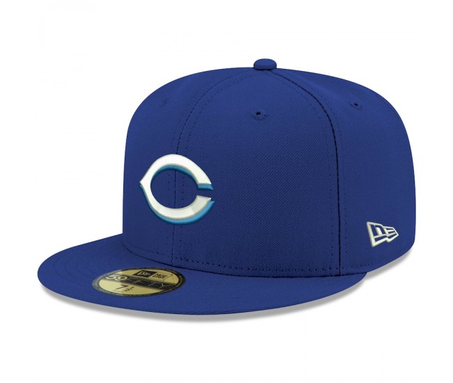 Cincinnati Reds Men's New Era Royal Logo White 59FIFTY Fitted Hat