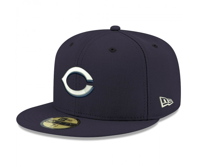 Cincinnati Reds Men's New Era Navy Logo White 59FIFTY Fitted Hat