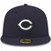 Cincinnati Reds Men's New Era Navy Logo White 59FIFTY Fitted Hat