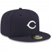 Cincinnati Reds Men's New Era Navy Logo White 59FIFTY Fitted Hat