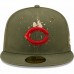 Cincinnati Reds Men's New Era Olive Splatter 59FIFTY Fitted Hat