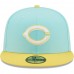 Cincinnati Reds Men's New Era Turquoise/Yellow Spring Color Pack Two-Tone 59FIFTY Fitted Hat