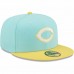 Cincinnati Reds Men's New Era Turquoise/Yellow Spring Color Pack Two-Tone 59FIFTY Fitted Hat