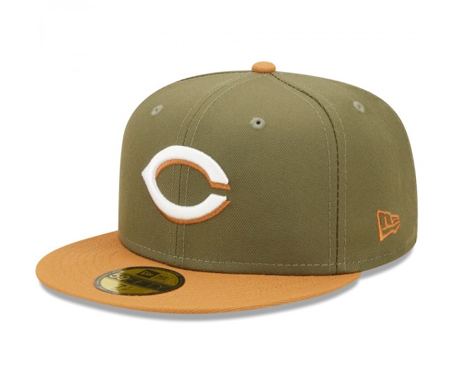 Cincinnati Reds Men's New Era Olive/Brown Two-Tone Color Pack 59FIFTY Fitted Hat