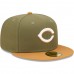 Cincinnati Reds Men's New Era Olive/Brown Two-Tone Color Pack 59FIFTY Fitted Hat