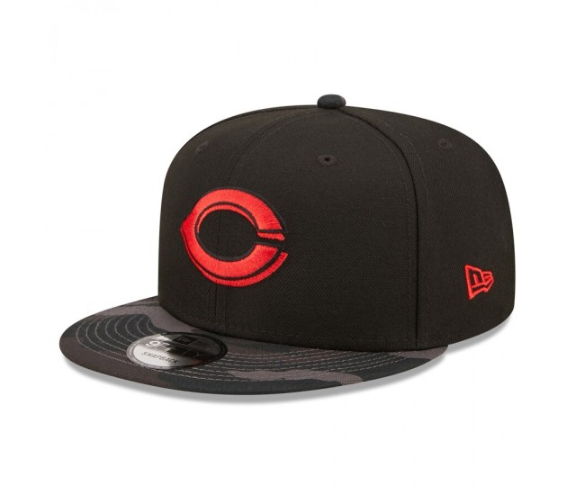 Cincinnati Reds Men's New Era Black Camo Vize 9FIFTY Snapback Hat