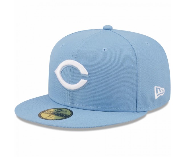 Cincinnati Reds Men's New Era Sky Blue Logo White 59FIFTY Fitted Hat