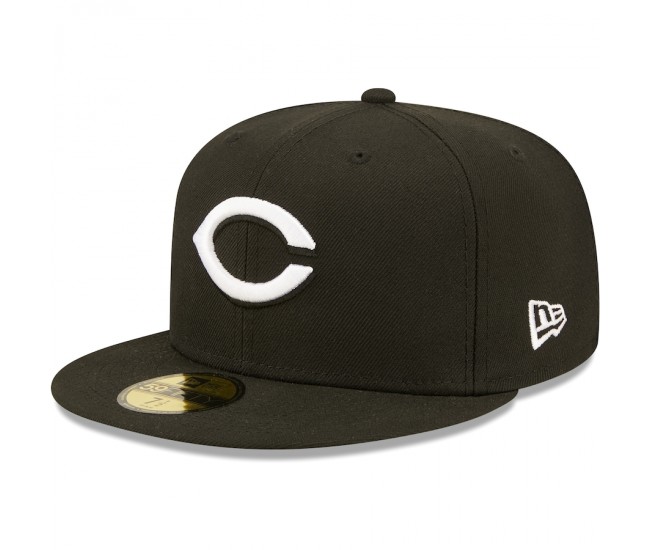 Cincinnati Reds Men's New Era Black Team Logo 59FIFTY Fitted Hat