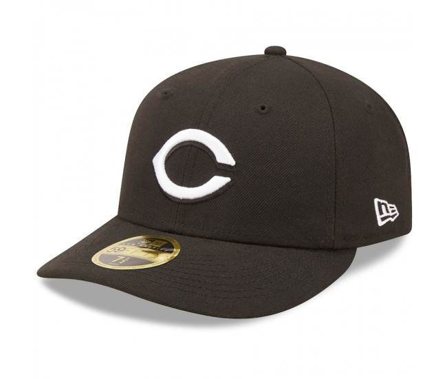 Cincinnati Reds Men's New Era Black & White Low Profile 59FIFTY Fitted Hat