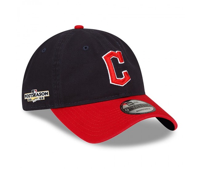 Cleveland Guardians Men's New Era Navy/Red 2022 Postseason Side Patch 9TWENTY Adjustable Hat