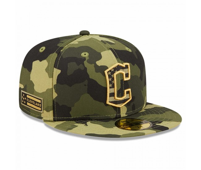 Cleveland Guardians Men's New Era Camo 2022 Armed Forces Day On-Field 59FIFTY Fitted Hat