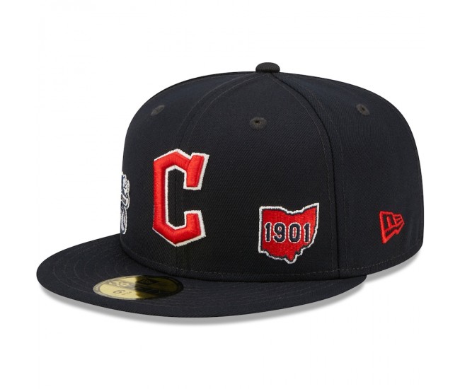 Cleveland Guardians Men's New Era Navy Identity 59FIFTY Fitted Hat