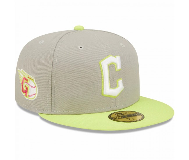 Cleveland Guardians Men's New Era Gray/Green Team Logo Cyber 59FIFTY Fitted Hat