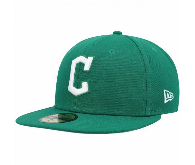 Cleveland Guardians Men's New Era Green White Logo 59FIFTY Fitted Hat