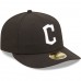 Men's Cleveland Guardians New Era Black & White Low Profile 59FIFTY Fitted Hat