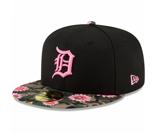 Detroit Tigers Men's New Era Black Floral Morning 59FIFTY Fitted Hat