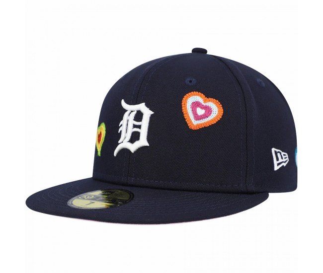 Detroit Tigers Men's New Era Navy Chain Stitch Heart 59FIFTY Fitted Hat