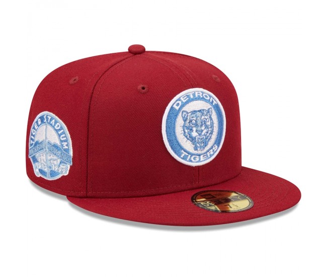 Detroit Tigers Men's New Era Cardinal Tiger Stadium Final Season Air Force Blue Undervisor 59FIFTY Fitted Hat