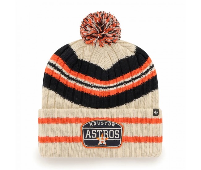 Houston Astros Men's '47 Natural Home Patch Cuffed Knit Hat with Pom