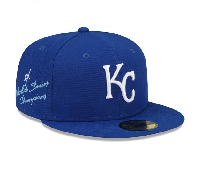 Kansas City Royals Men's New Era Royal 2-Time World Series Champions Undervisor 59FIFTY Fitted Hat