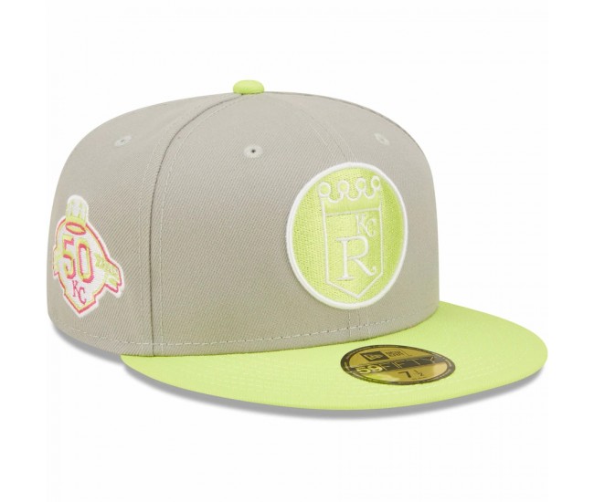 Kansas City Royals Men's New Era Gray/Green 50th Anniversary Cyber 59FIFTY Fitted Hat