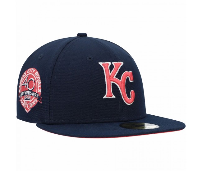 Kansas City Royals Men's New Era Navy 40th Anniversary Lava Undervisor 59FIFTY Fitted Hat