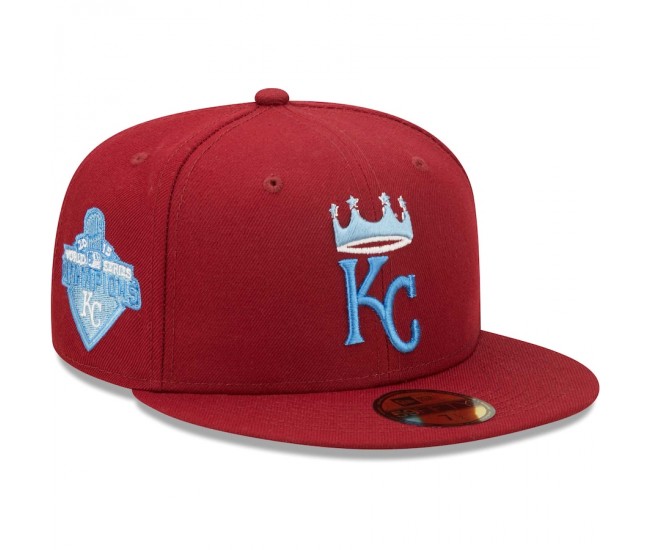 Kansas City Royals Men's New Era Cardinal 2015 World Series Champions Air Force Blue Undervisor 59FIFTY Fitted Hat